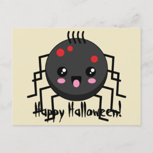 Postal Festiva Cute Kawaii Spider Añadir un texto propio