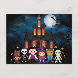 Postal Festiva Cute Kids Halloween Fiesta de disfraces