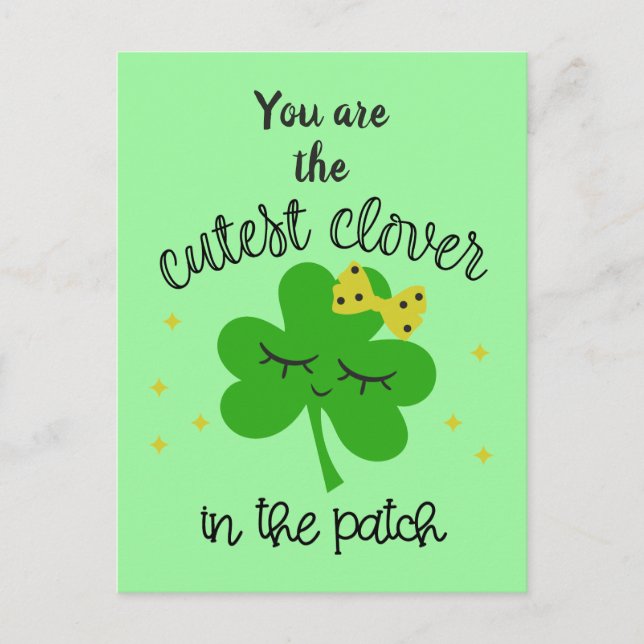 Postal Festiva Cute Lucky Four Leaf Clover Happy St Patricks Day (Anverso)