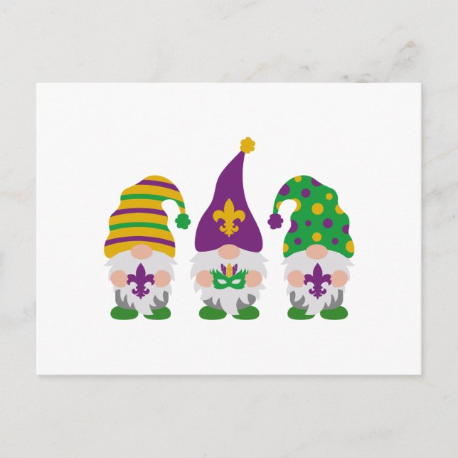 Postal Festiva Cute Mardi Gras Gnome (Anverso)
