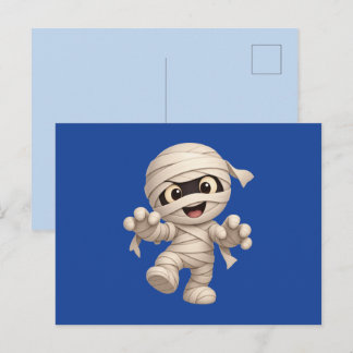 Postal Festiva Cute Mummy Halloween Cartoon Illustration