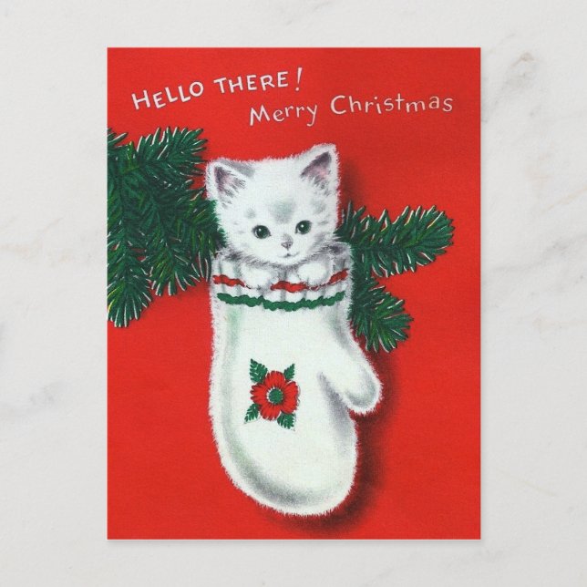 Postal Festiva Cute Navidades Kitten (Anverso)