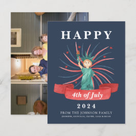 Postal Festiva Cute Patriótico Rojo Blanco y Azul 4 de Julio