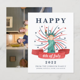 Postal Festiva Cute Patriótico Rojo Blanco y Azul 4 de Julio