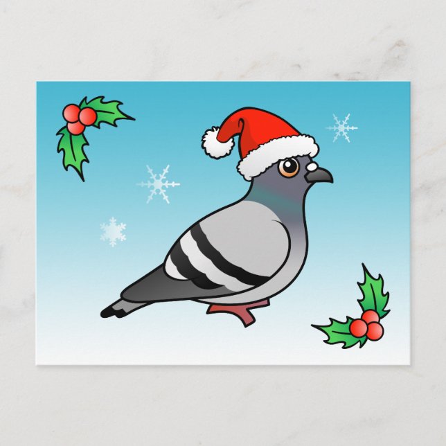 Postal Festiva Cute Personalizado Pigeon Santa (Anverso)