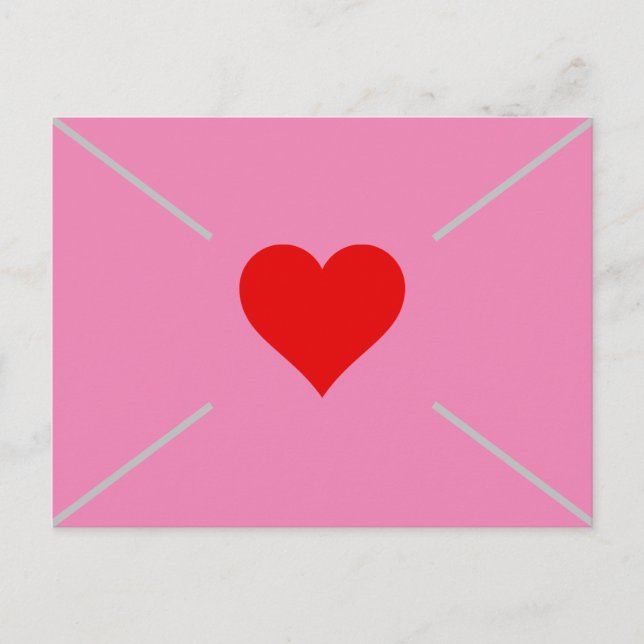 Postal Festiva Cute Pink Heart Sobres de San Valentín (Anverso)
