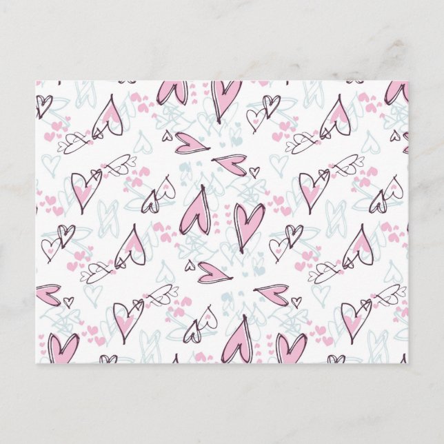 Postal Festiva Cute Pink Hearts Love Valentine's Day Design (Anverso)