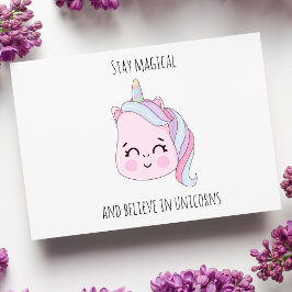 Postal Festiva Cute Pink Kawaii Unicorn