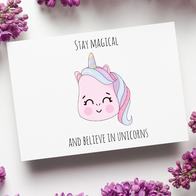 Postal Festiva Cute Pink Kawaii Unicorn (Subido por el creador)
