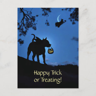 Postal Festiva Cute Pitbull Vampiro Disstume Halloween