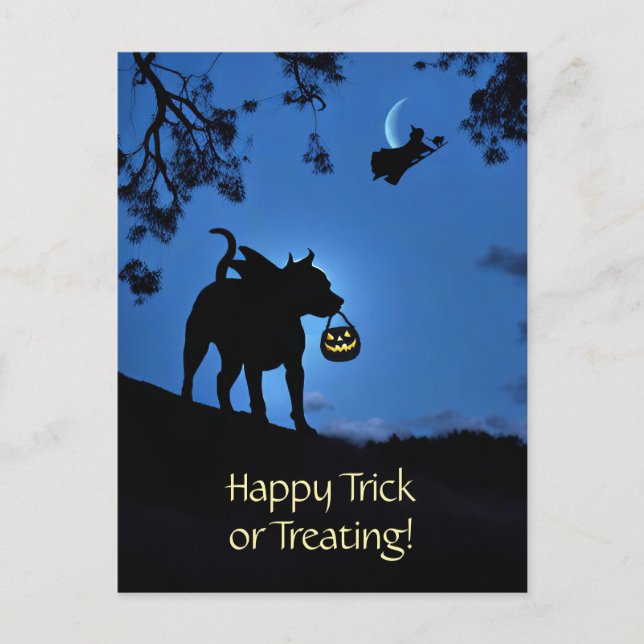 Postal Festiva Cute Pitbull Vampiro Disstume Halloween (Anverso)