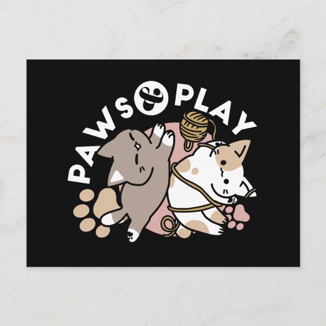 Postal Festiva Cute Playful Cats Design – Fun Paws and Play Art (Anverso)