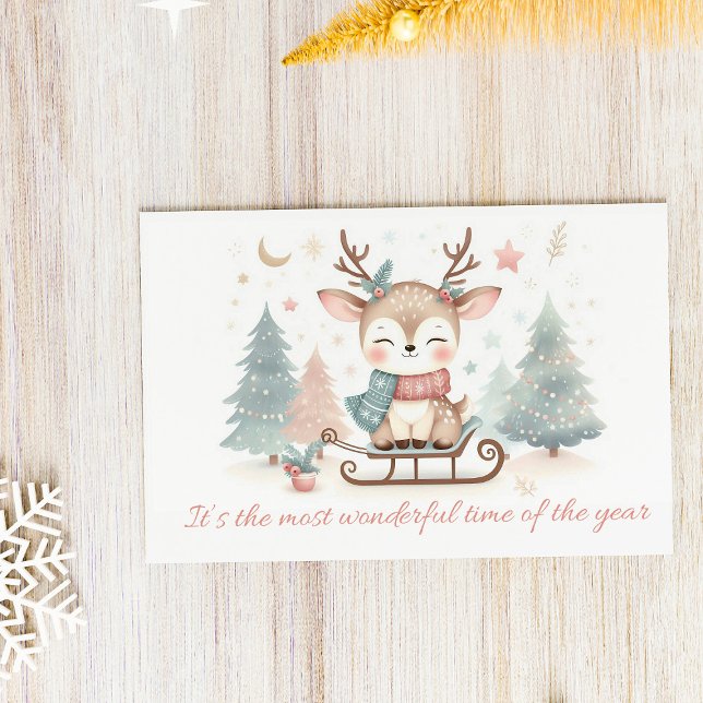 Postal Festiva Cute Reindeer “Most Wonderful Time of the Year” (Subido por el creador)