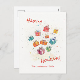 Postal Festiva Cute Retro Happy Holidays Postcard