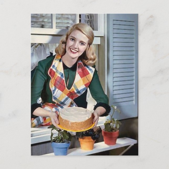 Postal Festiva Cute retro vintage cocinero (Anverso)