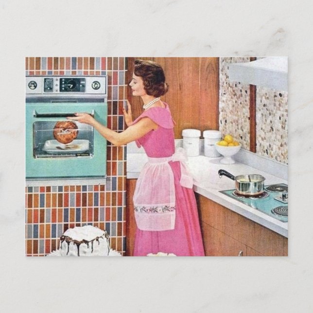 Postal Festiva Cute retro vintage cocinero (Anverso)