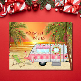 Postal Festiva Cute RV Camper Warmest Wings Beach Navidades