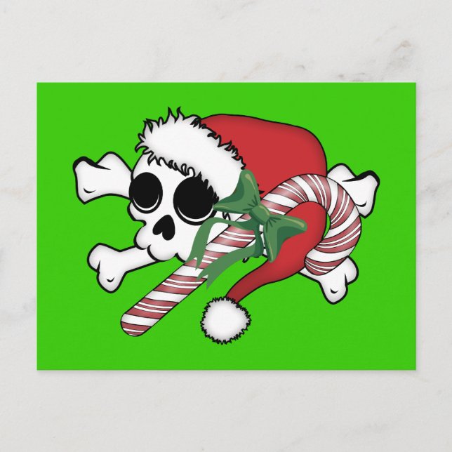 Postal Festiva Cute Santa Skull (Anverso)