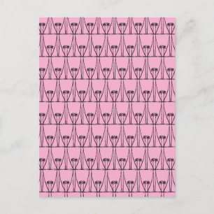 Postal Festiva Cute silueta cocoteros árboles rosados