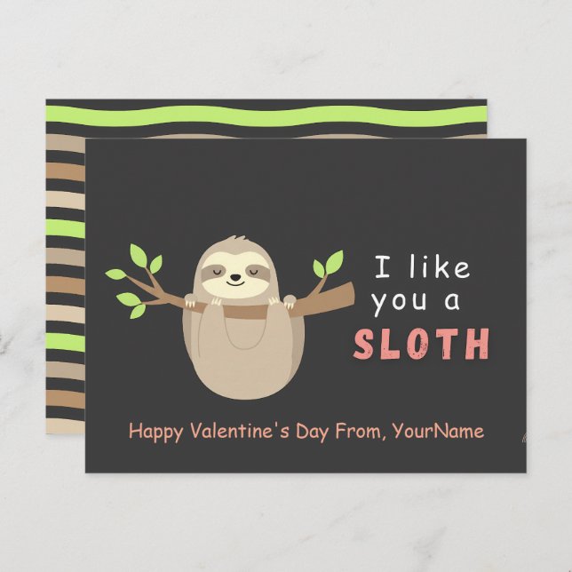 Postal Festiva Cute Sloth Valentine’s Day Card  (Anverso / Reverso)
