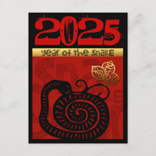 Postal Festiva Cute Snake Año Chino 2025 Cumpleaños Zodiaco VHPC