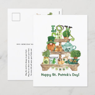 Postal Festiva Cute soporte de baratijas irlandesas Feliz día de 