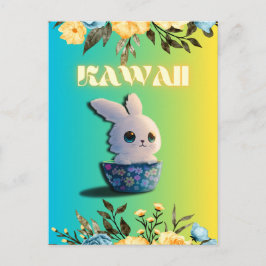 Postal Festiva cute spring rabbit with flowers for easter