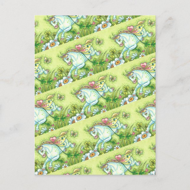 POSTAL FESTIVA CUTE ST. PATRICK'S DAY FLYING IRISH PONY, FAIRY (Anverso)