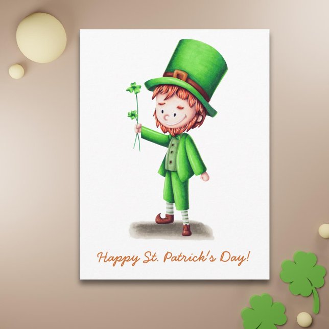 Postal Festiva Cute St Patrick's Day Leprechaun (Subido por el creador)