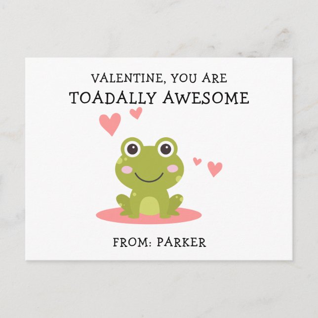 Postal Festiva Cute Toadical Toadical Classroom Valentcard (Anverso)