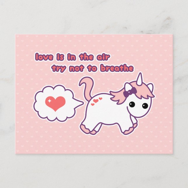 Postal Festiva Cute Unicorn Valentine (Anverso)
