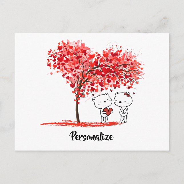 Postal Festiva Cute Valentine Watercolor Artsy Personalize (Anverso)