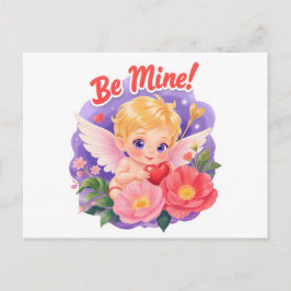 Postal Festiva Cute Valentine's Day Cupid with "Be Mine"