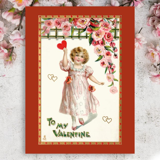 Postal Festiva Cute Victorian Child Valentine (Subido por el creador)