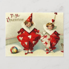 Postal Festiva Cute vintage Valentine clowns