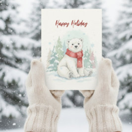 Postal Festiva Cute watercolor Polar Bear Winter 