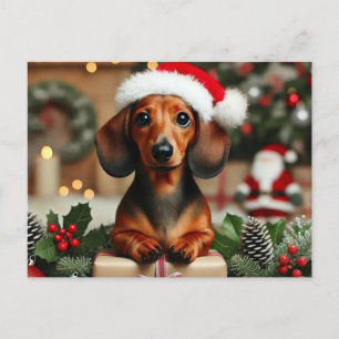 Postal Festiva Cute Xmas Dachshund