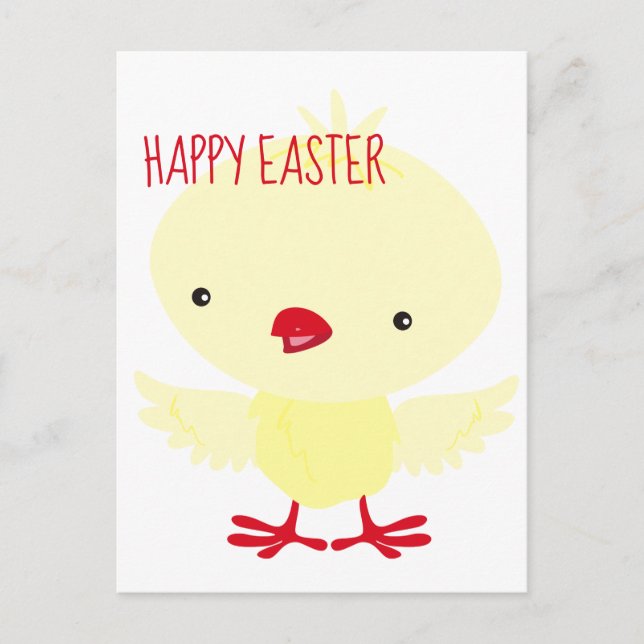 Postal Festiva Cute Yellow Duckling | Pascua (Anverso)