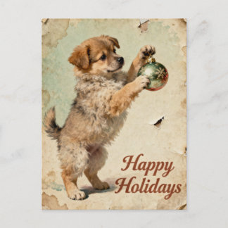 Postal Festiva Cute Your Text Season’s Greetings Puppy Postcard