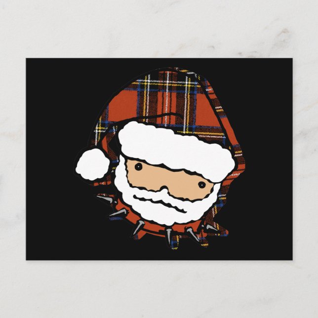 Postal Festiva Cuto Punk Plaid Santa (Anverso)