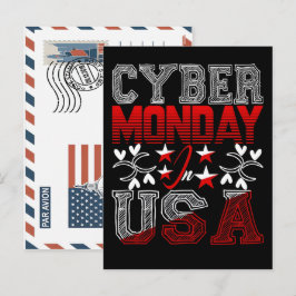 Postal Festiva Cyber monday in usa sales event hand-drawn design