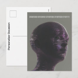 Postal Festiva Cyber Skull Binary Hello Future Technology Design 