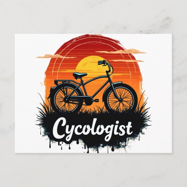 Postal Festiva Cycologist Bike Adventure: Tee gráfico atardecer (Anverso)