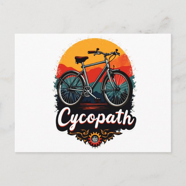 Postal Festiva Cycopath: Bicicleta energética y gráfico de puesta (Anverso)