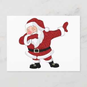 Postal Festiva Dabbing Red Santa Claus   Humor divertido de vacac