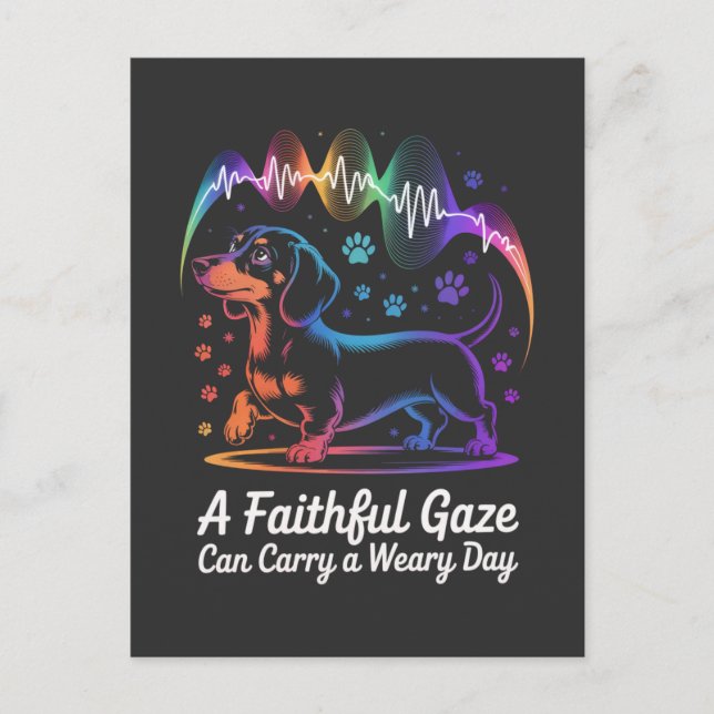 Postal Festiva Dachshund A Faithful Gaze Can Carry A Weary Day (Anverso)