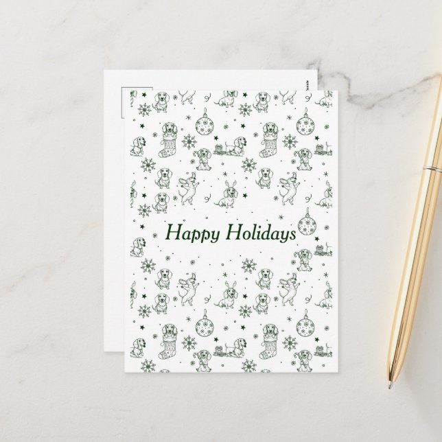 Postal Festiva Dachshund  Christmas pattern (Anverso/Reverso In Situ)