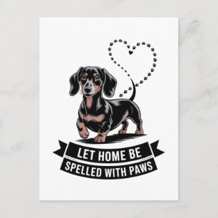 Postal Festiva Dachshund Deja que el hogar se deletree con patas