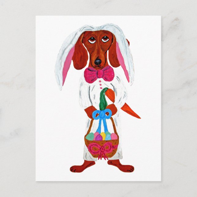 Postal Festiva Dachshund Easter Bunny (Anverso)