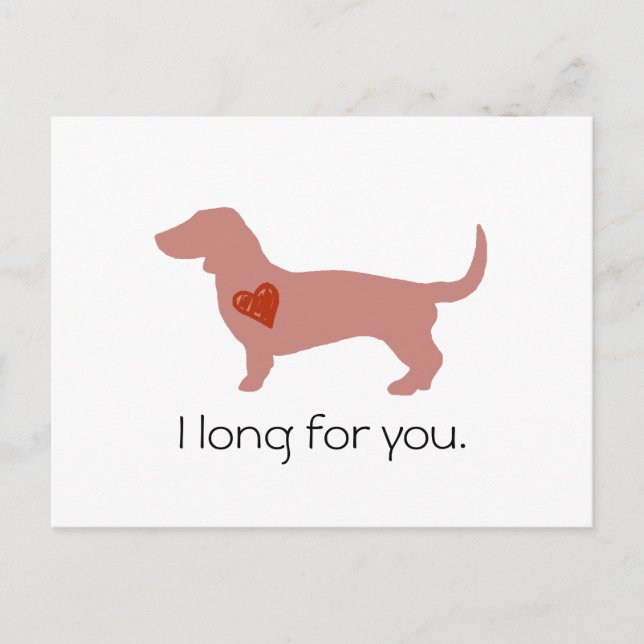 Postal Festiva Dachshund El día de San Valentín (Anverso)